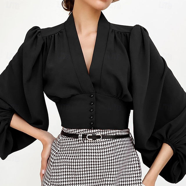 Women's Casual Shirt Button Up Shirt Blouse Tunic Buttons
