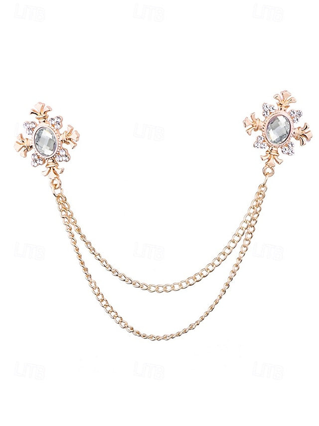 Vintage Brooch Double Elegant Chain Blue – Collar Gem