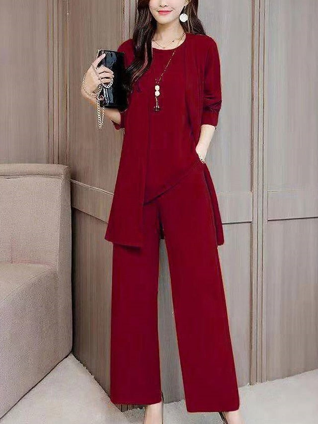 Women's Loungewear Sets 3 Pieces Pure Color Fashion Casual