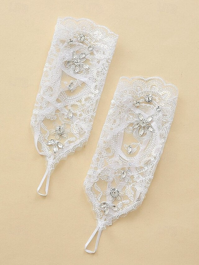 with Elegant Accessories Lace Gloves – Bridal Wedding Pearls