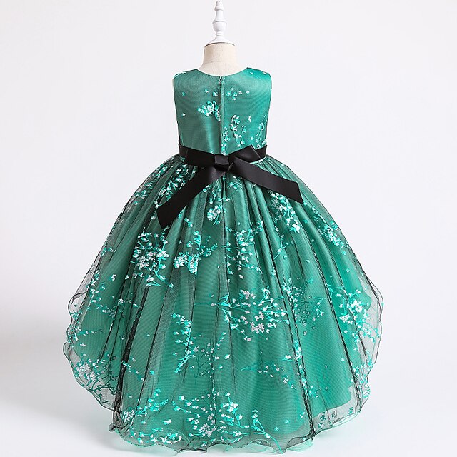 Colored Dress Solid Girls' Wedding Sleeveless Kids Floral