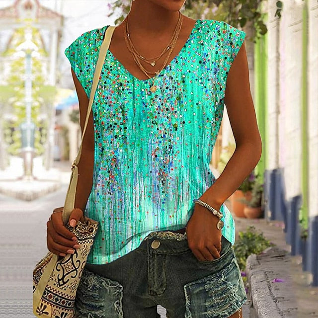 Women's Camisole Tank Top Basic Print Sleeveless Regular