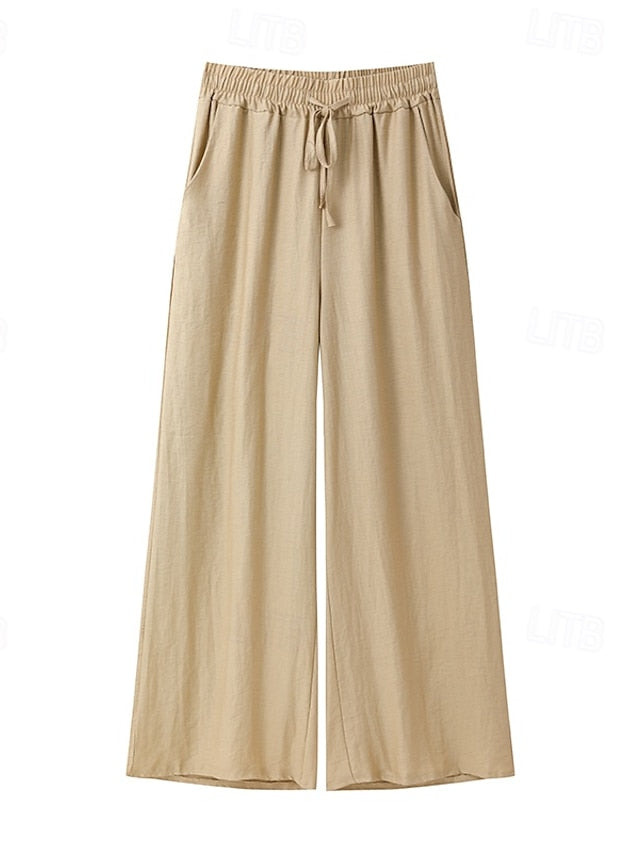 15% Linen Women's Pants Sets Linen Sets Basic Pure Color