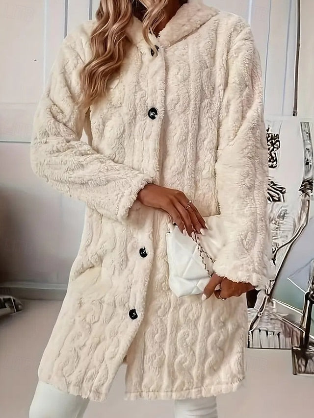 Faux Coat Fur Comfortable Casual Buttons Warm Women's