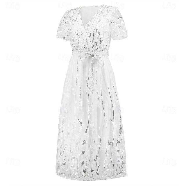 the Dress Sequin V A-Line Elegant Neck Mother of Bride