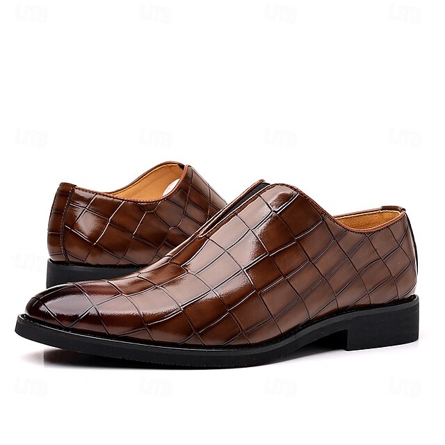 – Shoes Pattern Slip-On Burgundy Men's Crocodile