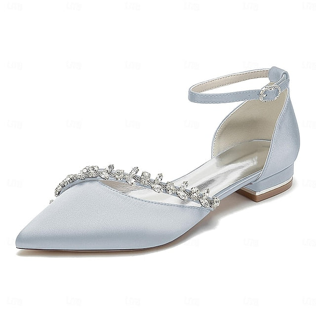 Women's Pointed – Elegant Flats Toe Wedding Satin White