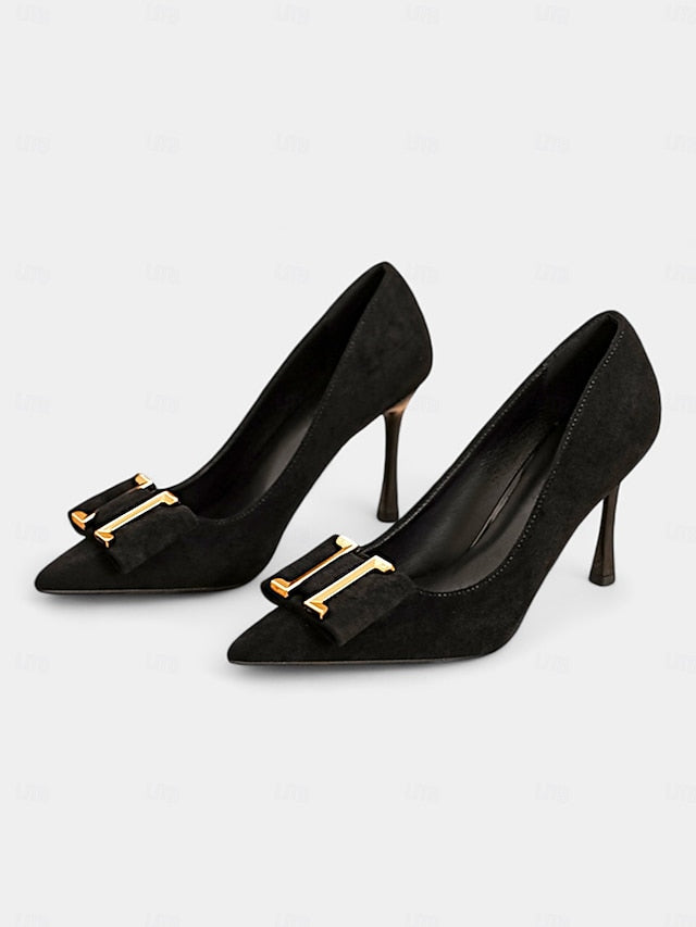 Velvet Elegant Pointed Women's Kitten - Heel Teal Toe Pumps