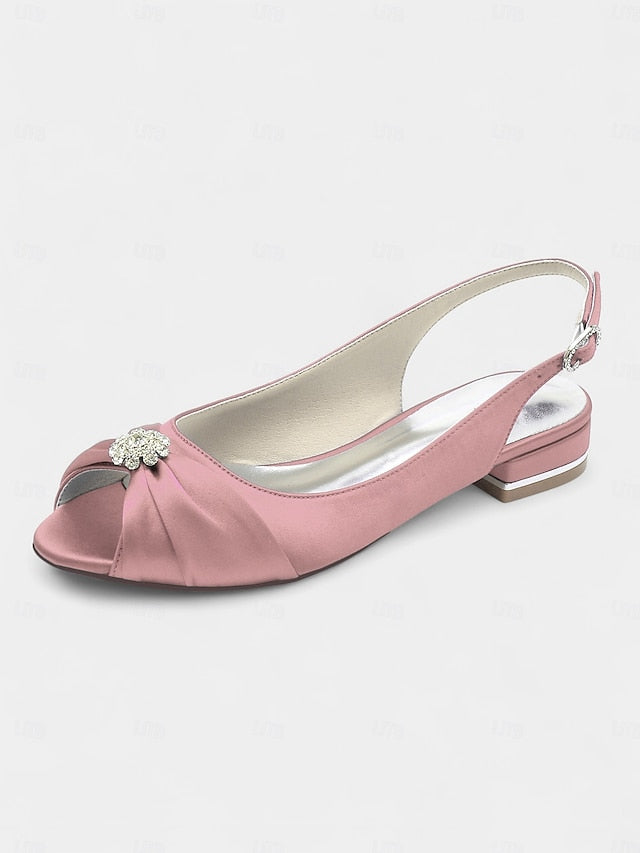Satin Heels Crystal Wedding Women's Slingback with