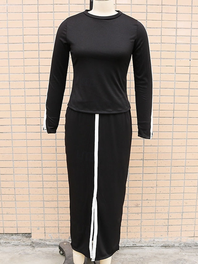 Women's Skirt Sets Bolero Top Long Sleeve Crew Neck Solid