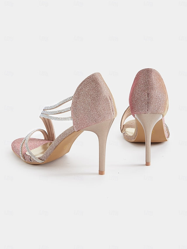 Rhinestone for Heel – Women Strappy High Crystal Sandals