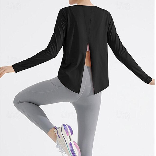 Women's Yoga Top Crew Neck Quick Dry Lightweight Breathable