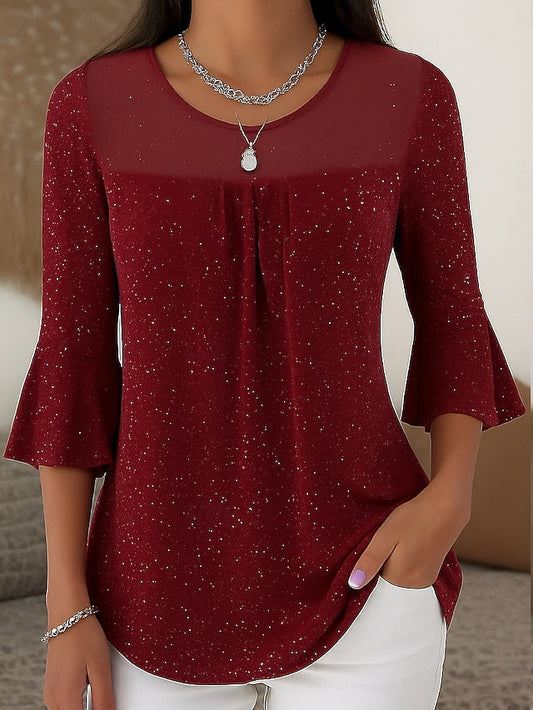 Women's Shirt Elegant Stylish Basic Regular Tops Black Wine