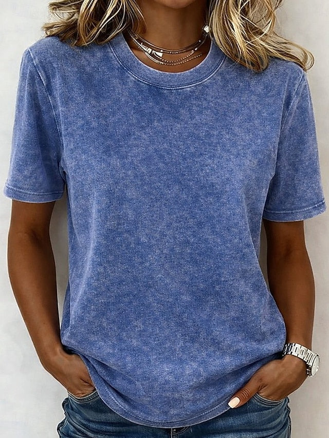Women's 100% Cotton T Shirt Shirt Vintage Washed Tops Tee