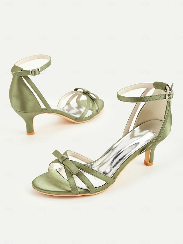 Kitten 1950s Strappy Women's Satin Heel Vintage Green