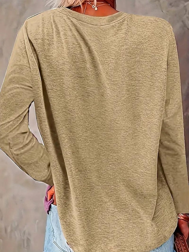 Women's T shirt Long Sleeve Letter Behavior Fashion Long