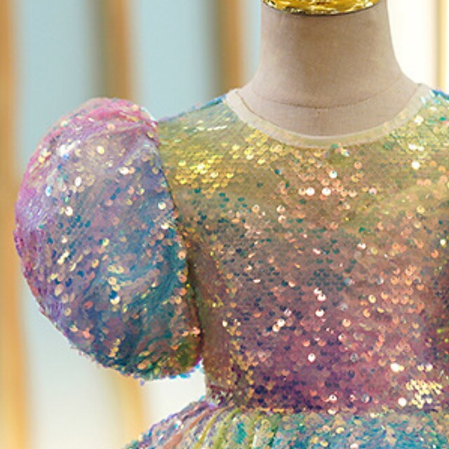 Short Summer Dress Girls' 3D Spring Wedding colour Sleeve