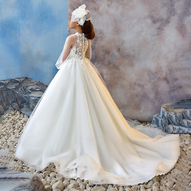 Kids Color Solid Girls' Dress Party First Communion