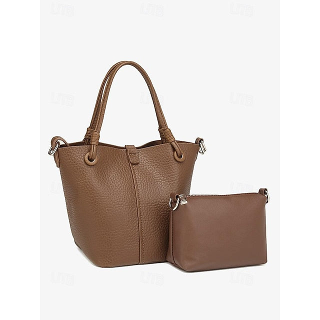 with Pouch Bucket Leather Stylish Bag – Women's Matching