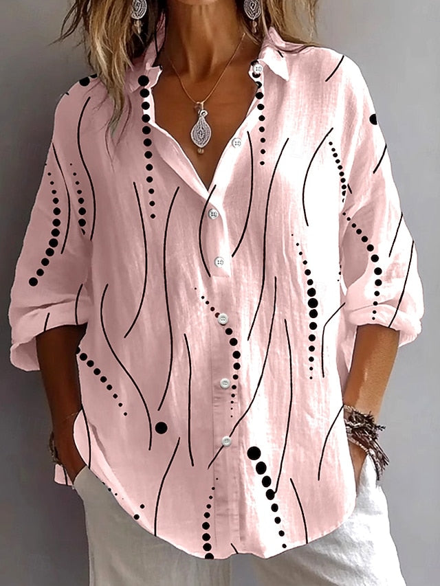 Women's Shirt Linen Like Breathable Lightweight Button Down