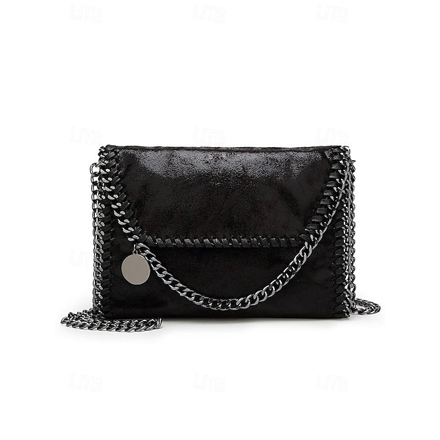 Red Shoulder with Bag Whipstitch Chain Faux Leather Detailing