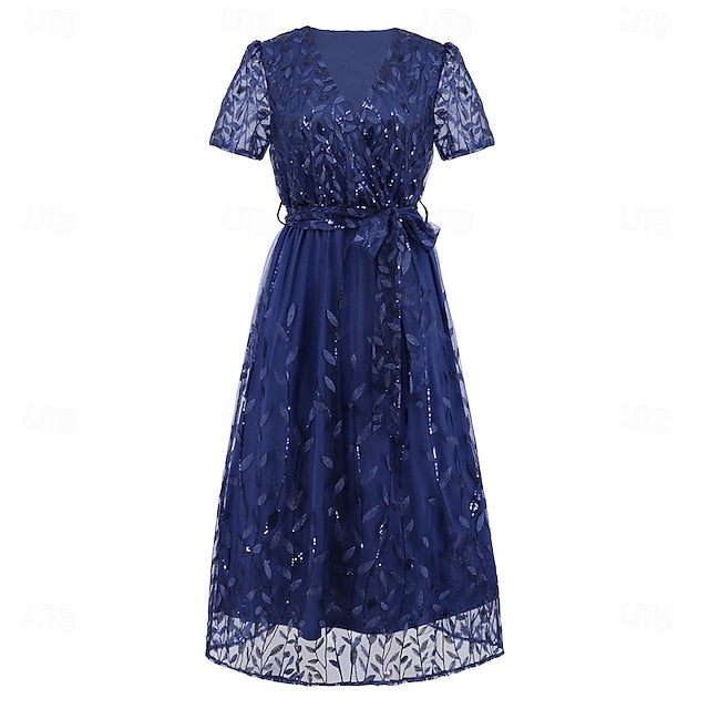 the Dress Sequin V A-Line Elegant Neck Mother of Bride