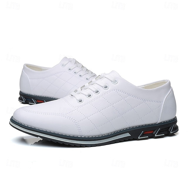 Men's - Stylish Sneakers Blue Quilted Leather Faux Lace-Up