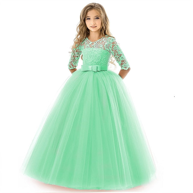 Girl Girls' Dress Kids Flower Wedding Colored Solid