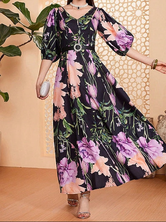 Dress Mother Elegant V Floor Length of the Bride A-Line Neck