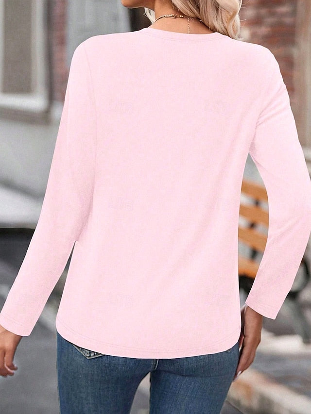 Valentine Women's Heart T Shirt Casual Heart Regular Tops