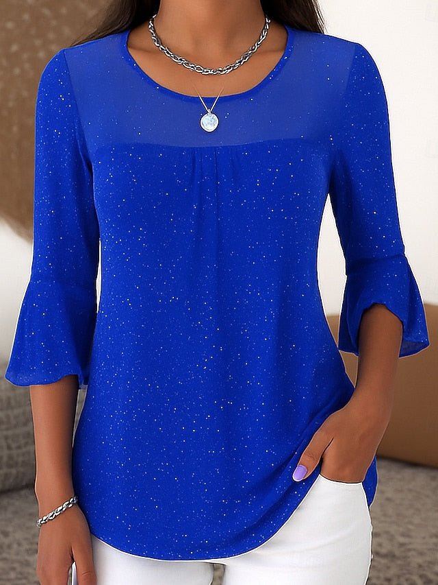 Women's Shirt Elegant Stylish Basic Regular Tops Black Wine