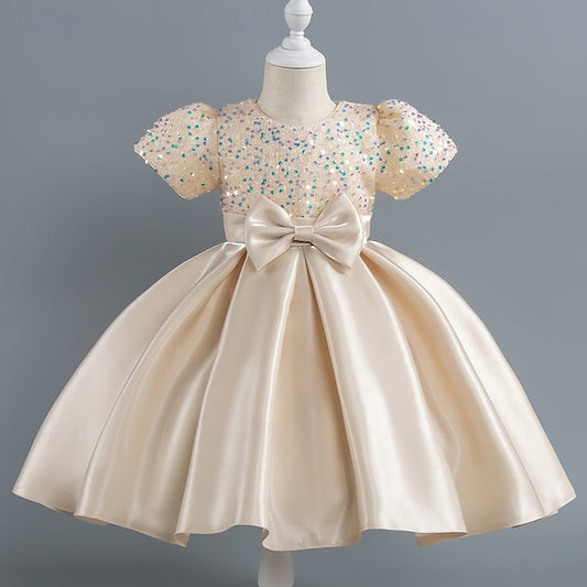 Dress Sequin Short Party Wedding Girls' Sleeve Toddler