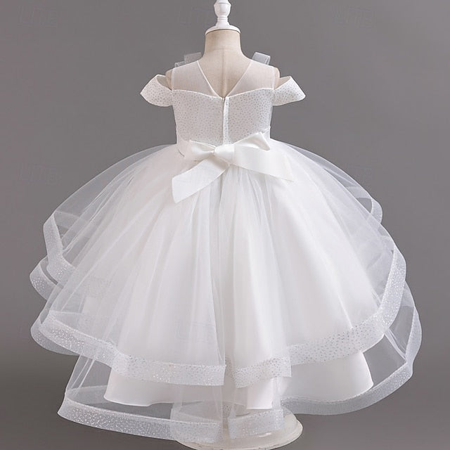 Solid Wedding Party Short Color Girls' Sleeve Kids Dress