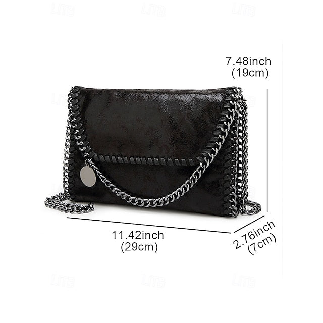 Red Shoulder with Bag Whipstitch Chain Faux Leather Detailing