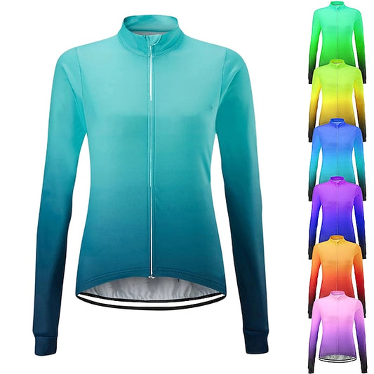 Women's Cycling Jersey Solid Color Gradient Patterned Long