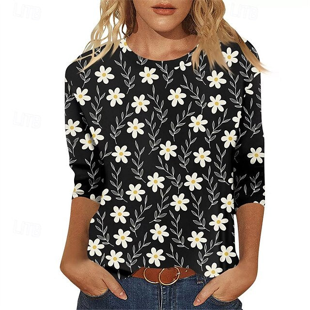 Women's T Shirt Print Floral Graphic Casual Short Sleeve