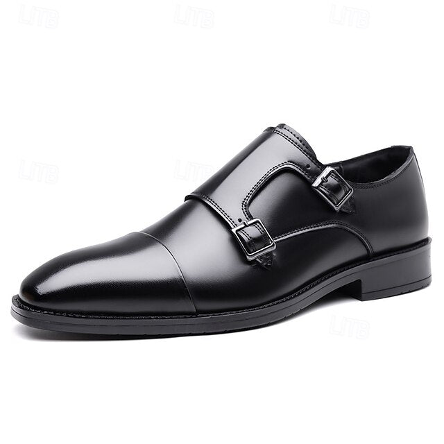 Men's Strap Elegant Double Leather Shoes – Monk
