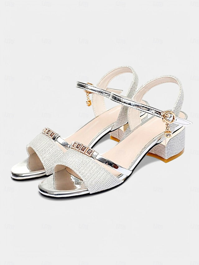 Silver - for Elegant Shoes Women Rhinestone Sandals Heeled
