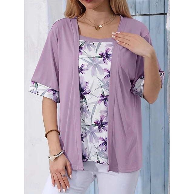 Women's Blouse Patchwork Floral Elegant Vacation Casual