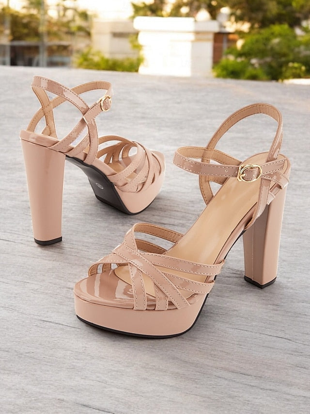 Nude Heel Strappy Platform Sandals for – High Women