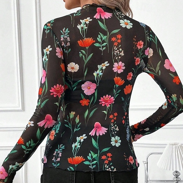 Women's Blouse Print Floral Leopard Stylish Sexy Classic