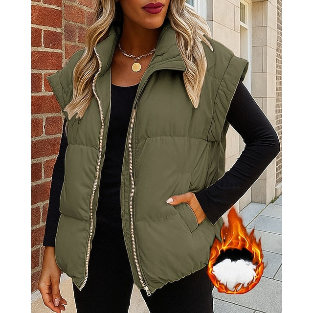 Women's Winter Coat Fleece Vest Winter Vest Lounge Top with