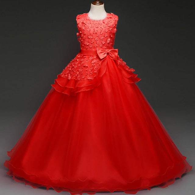 Colored Solid Flower Girl Kids Girls' Dress