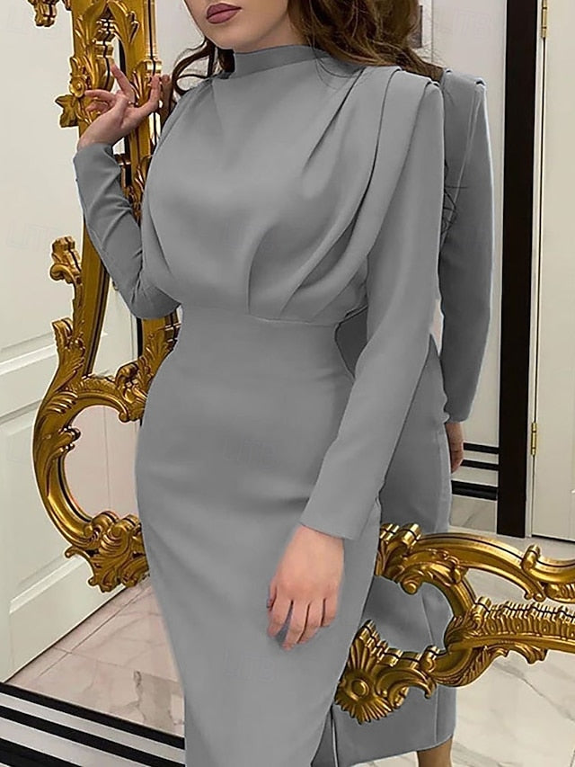 Women's Midi Dress Black Dress Elegant Fashion Modern Daily