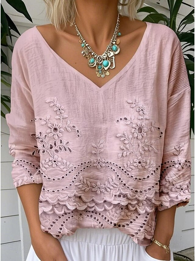 Women's Blouse Floral Graphic Vintage Stylish Classic 3/4