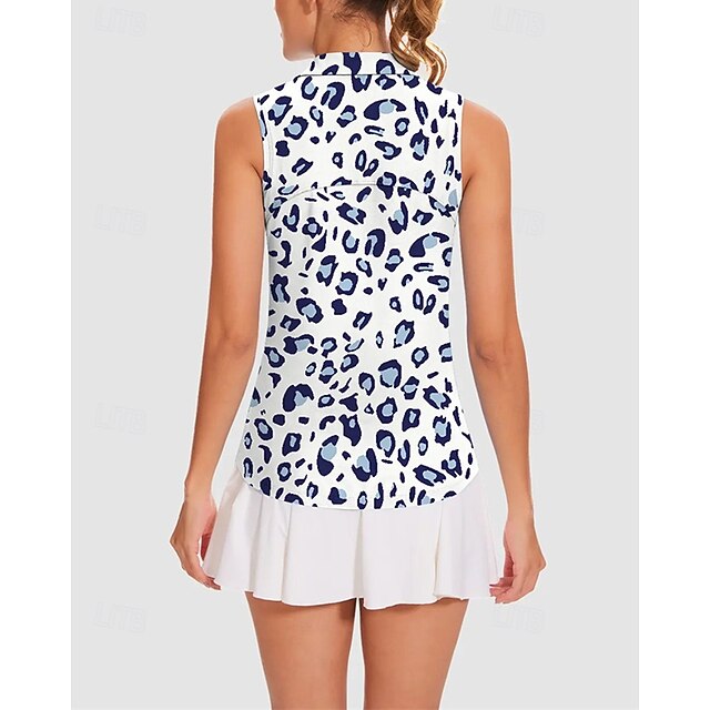 Women's Leopard Tennis Shirt Sleeveless Print UPF50+ Quick