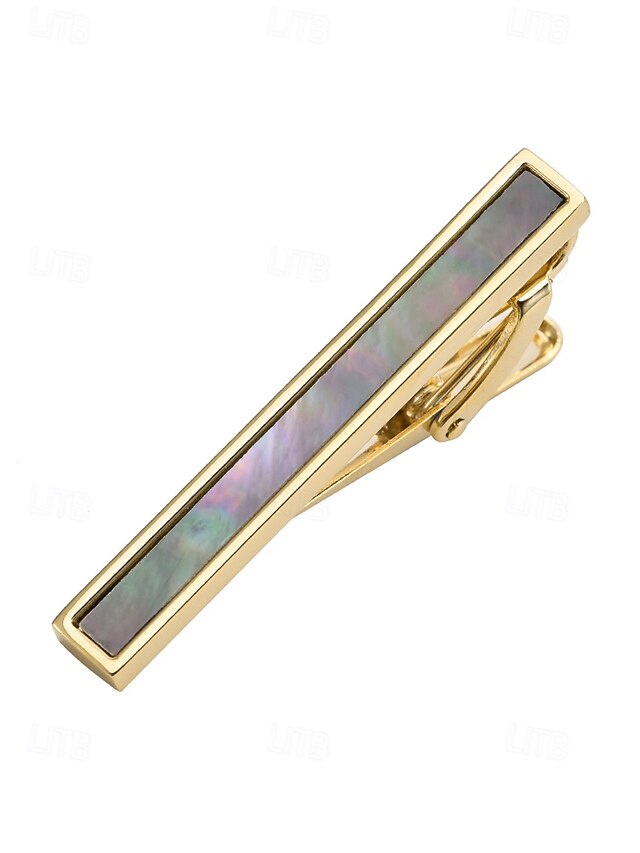 with tie and clip Men's of inlaid brass pearl mother