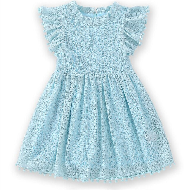 Color Kids Short Girls' Sleeve Party Solid Dress
