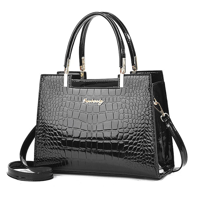 Leather | Handbag Crocodile Elegant Women's Pattern Black