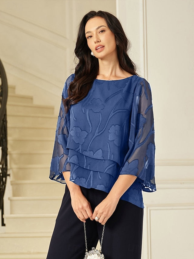Women's Lace Shirt Blouse Dressy Tops Chiffon Tops